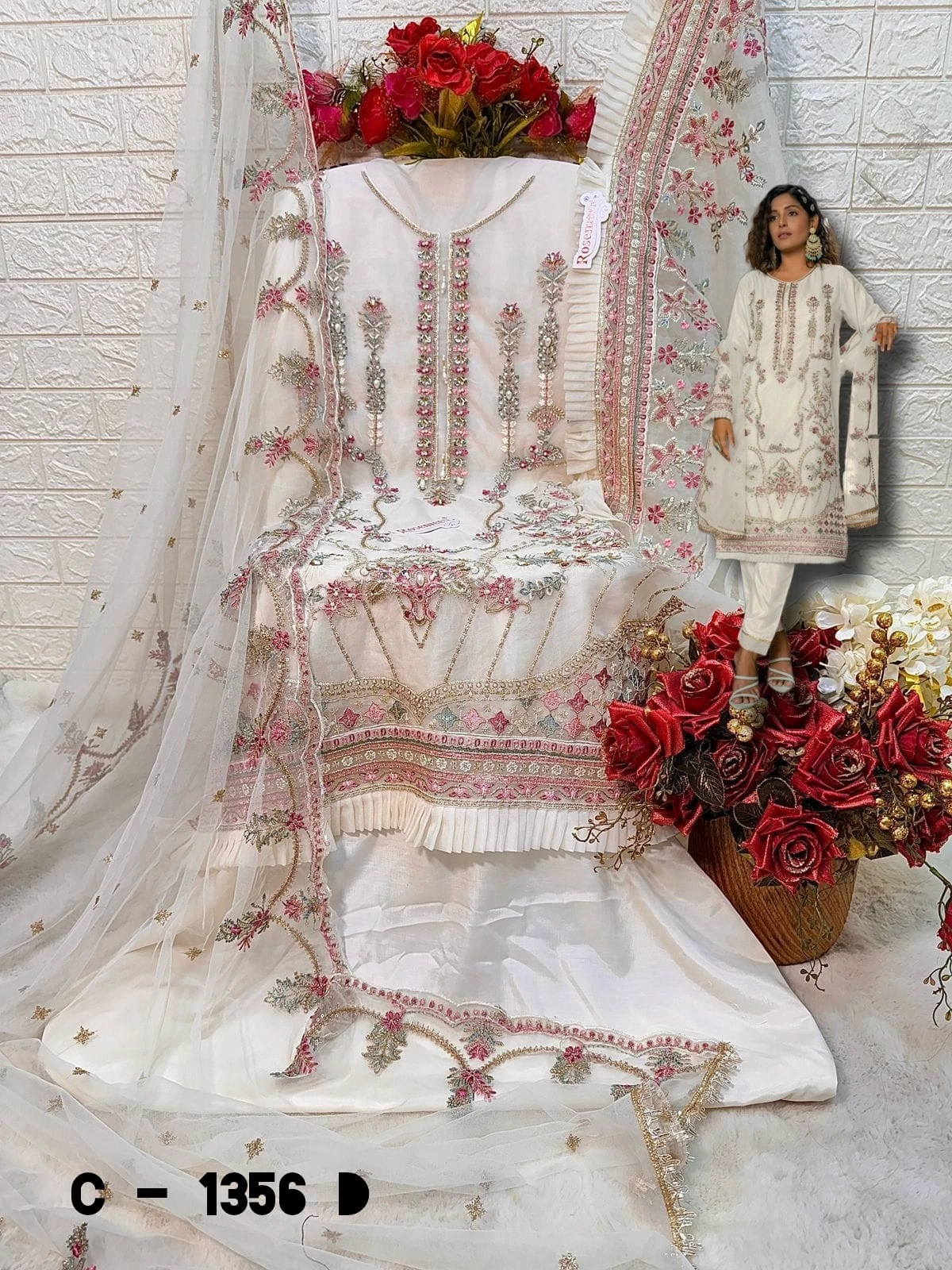 Fepic C 1356 Organza Wholesale Pakistani Salwar Suit Catalog — Wholesale Pakistani Suits, MPA wholesale from Surat - Gallery Image 4